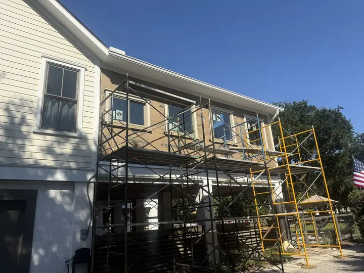 Sullivan's Island: siding work from the scaffold