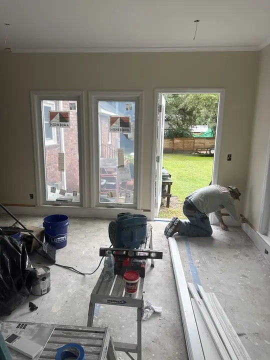 Trim and finish work inside a sunroom